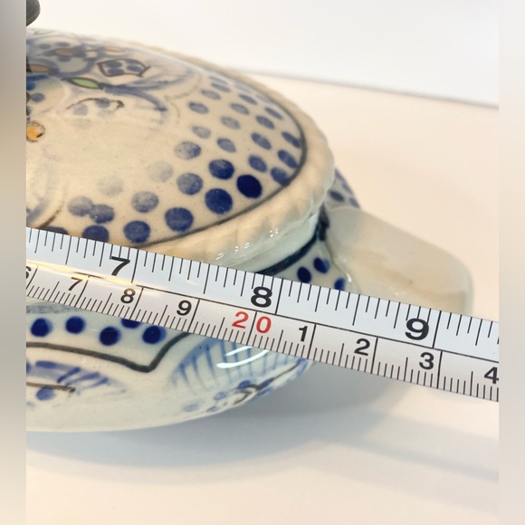 Vintage Pottery Tureen Hand Crafted Delft Lidded Dish Metal Handle Metal - Picture 8 of 8